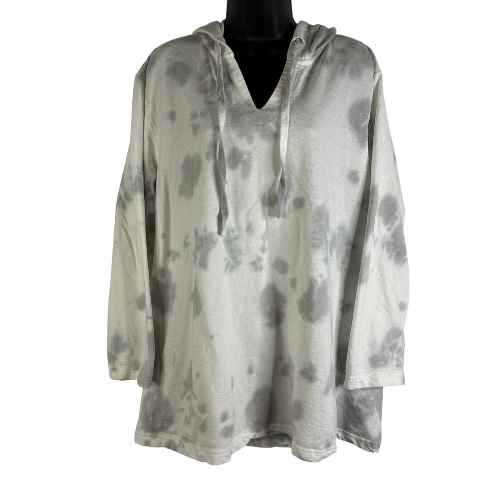 Jane and Delancey Tie Dye Hoodie Sweatshirt Gray White Size‎ 1X Oversized Baja